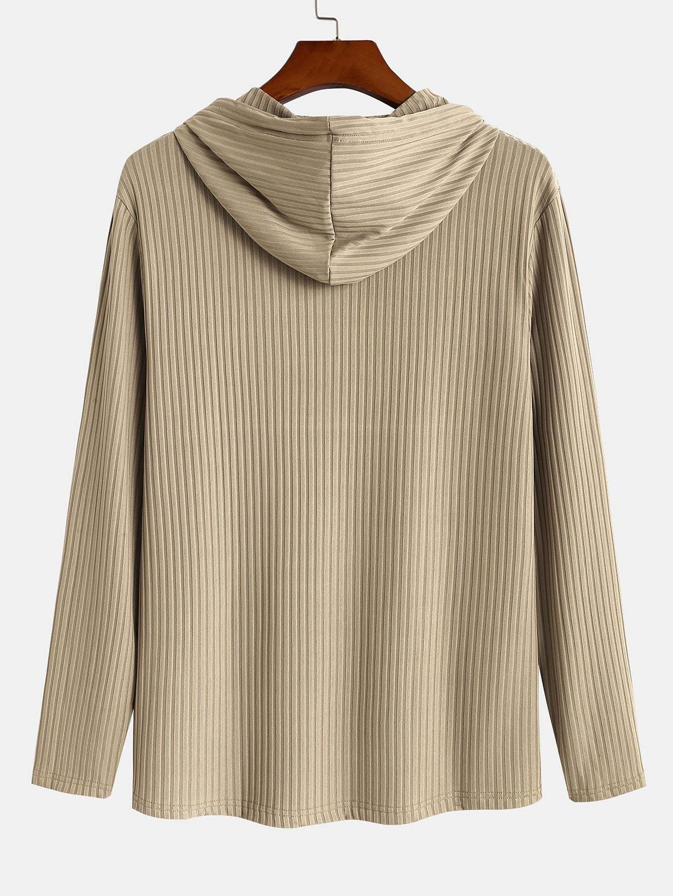 Muscle Fit Long Sleeved Ribbed Hooded T-Shirt-Mitchell Shoes