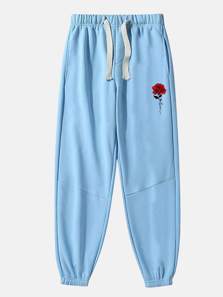 Rose Print Cotton Blend Jogger Pants-Mitchell Shoes