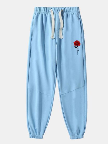 Rose Print Cotton Blend Jogger Pants-Mitchell Shoes