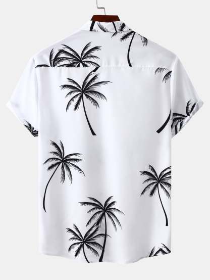 Tropical Leaf Print Button Up Shirt-Mitchell Shoes