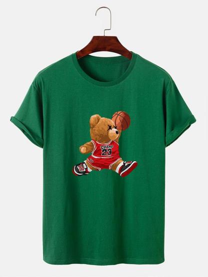 Basketball Player Bear Print T-Shirt-Mitchell Shoes