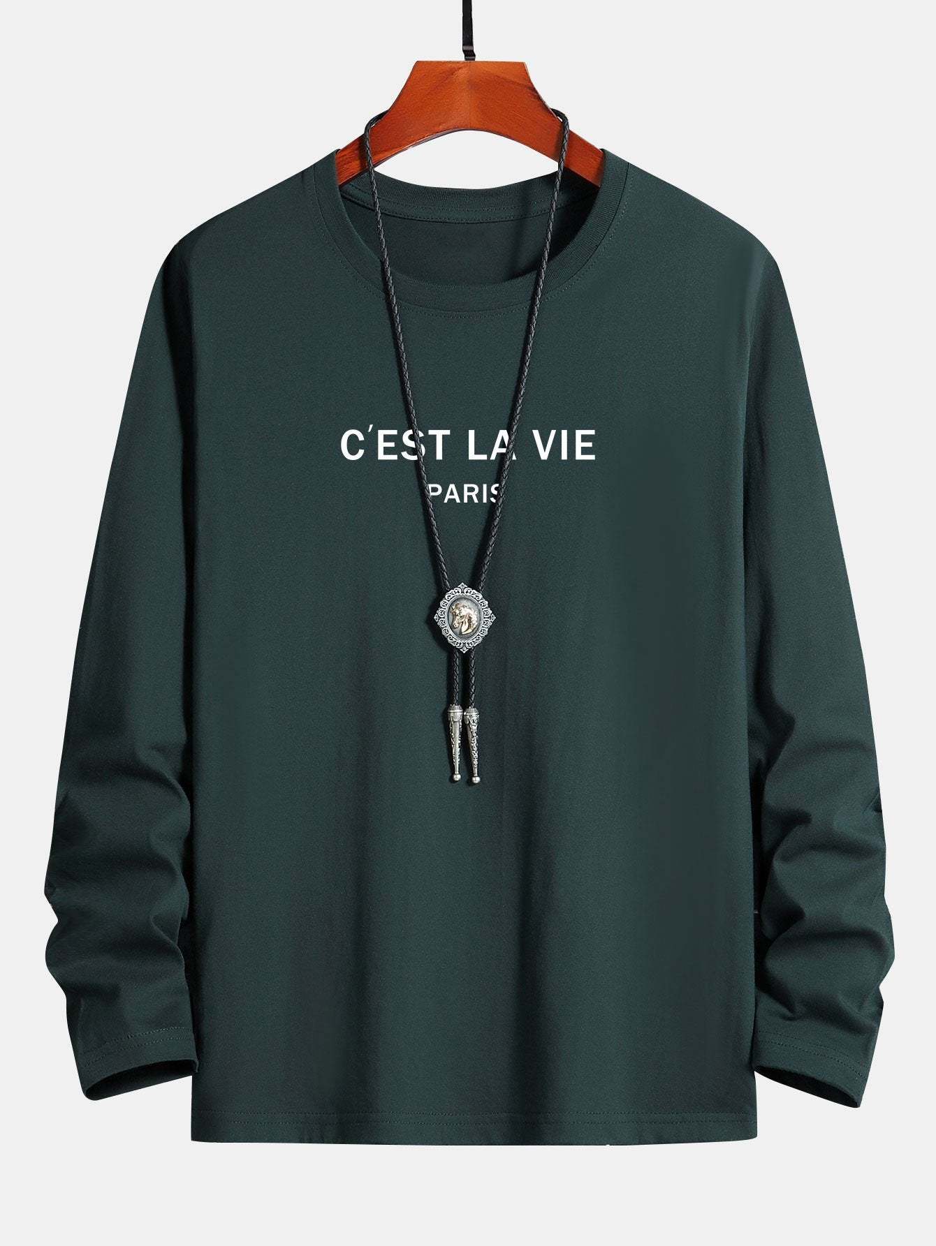 Long Sleeve Paris Print Cotton T-Shirt-Mitchell Shoes