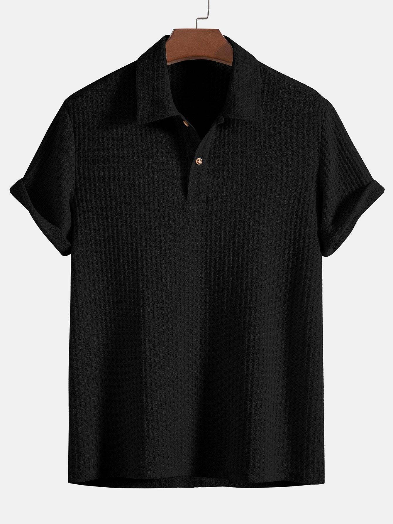 Knitted Waffle Polo Shirt & Waffle Drawstring Shorts-Mitchell Shoes