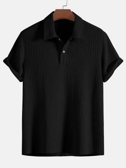 Knitted Waffle Polo Shirt & Waffle Drawstring Shorts-Mitchell Shoes