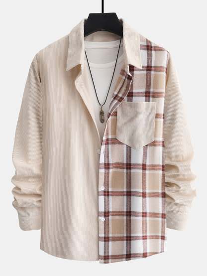 Corduroy Plaid Panel Shirt-Mitchell Shoes