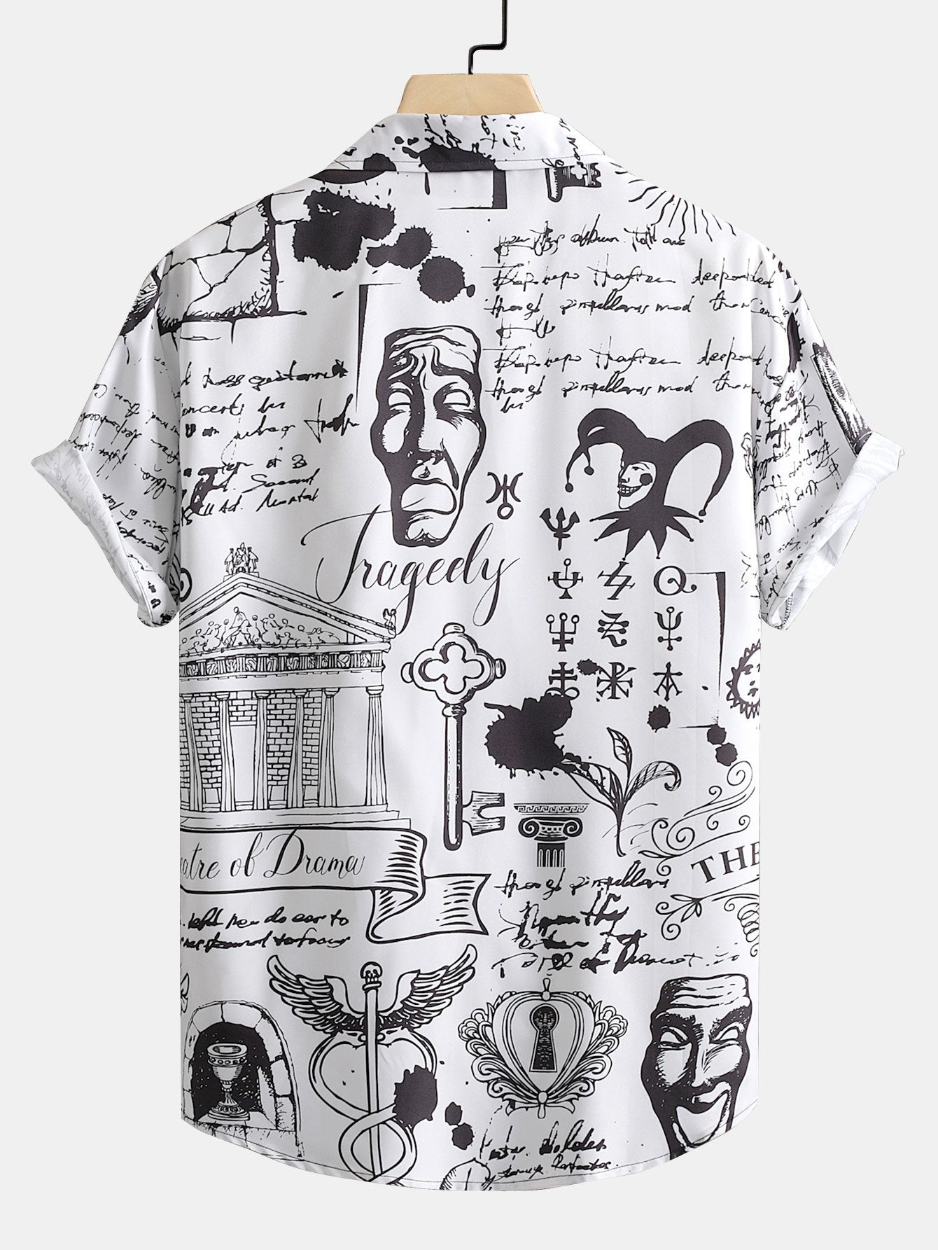 Skull Text Print Button Up Shirt-Mitchell Shoes