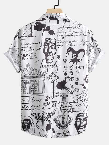Skull Text Print Button Up Shirt-Mitchell Shoes