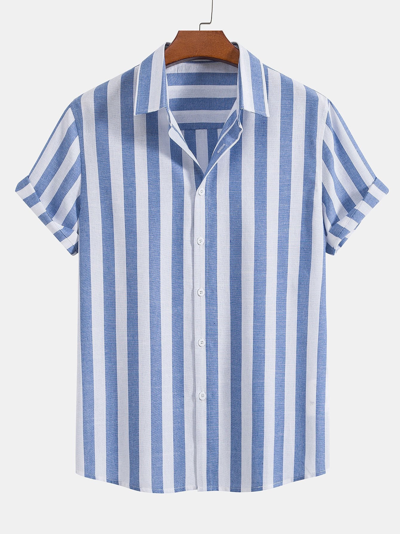 Striped Cotton Blend Button Up Shirt-Mitchell Shoes