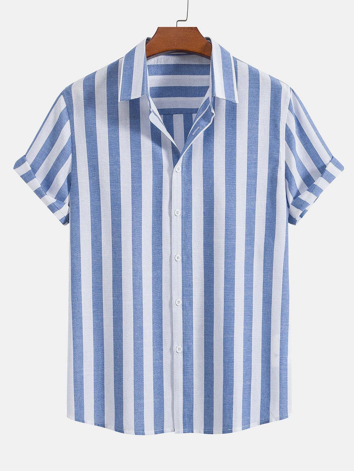 Striped Cotton Blend Button Up Shirt-Mitchell Shoes