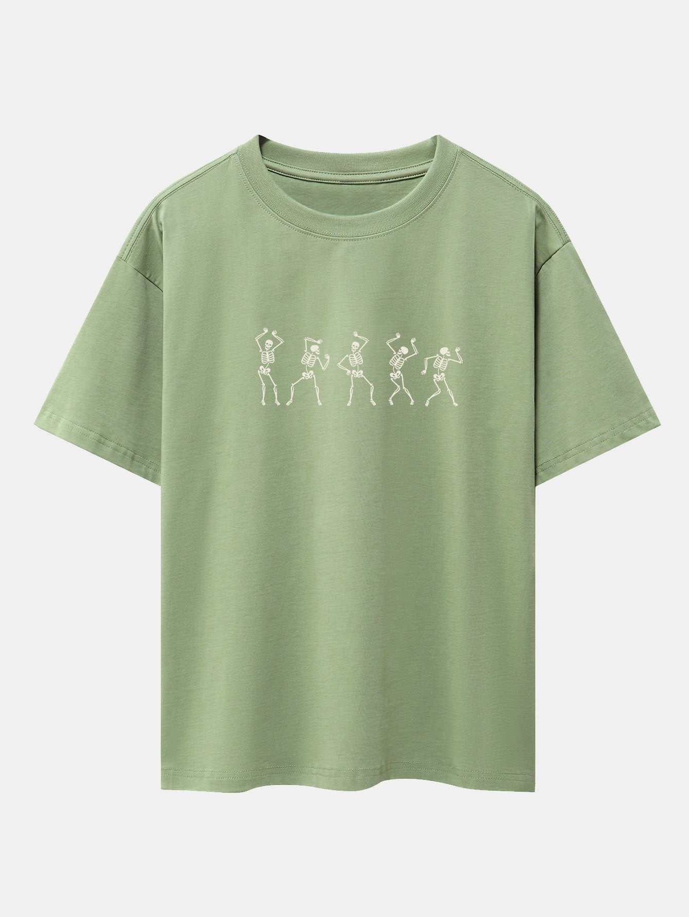 Dancing Skeleton Print Heavy Weight Drop Shoulder Oversize T-Shirt-Mitchell Shoes