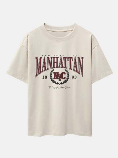 Manhattan Varsity Print Heavy Weight Oversize T-Shirt-Mitchell Shoes