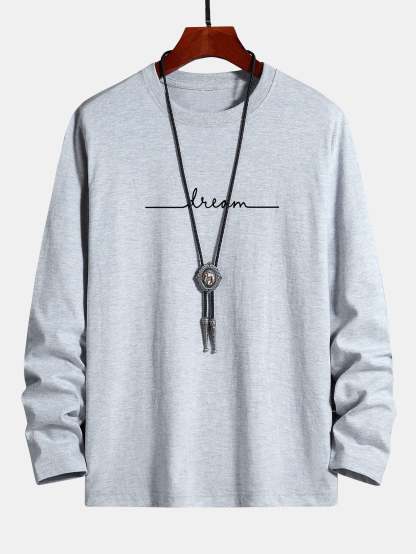 Long Sleeve Dream Print Cotton T-Shirt-Mitchell Shoes