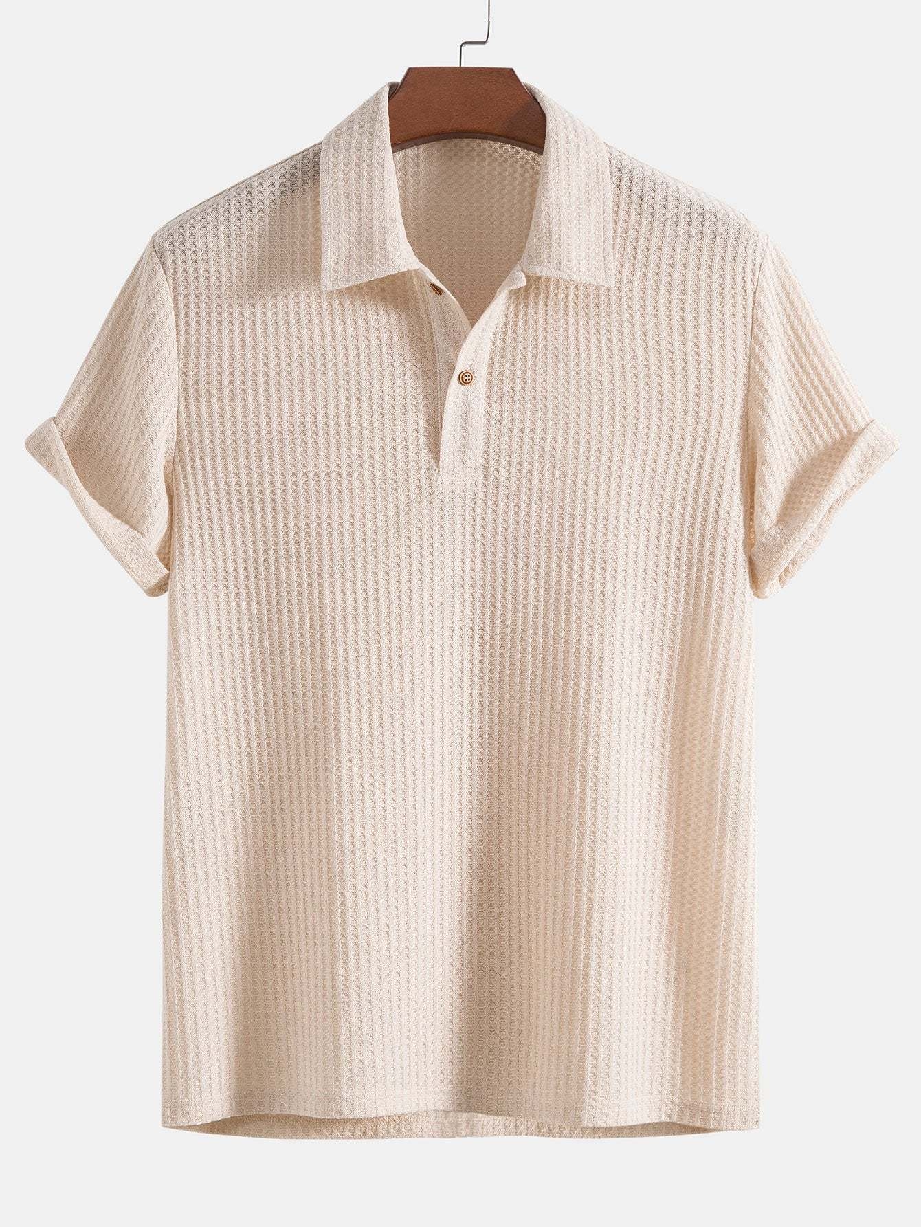 Knitted Waffle Polo Shirt & Waffle Drawstring Shorts-Mitchell Shoes