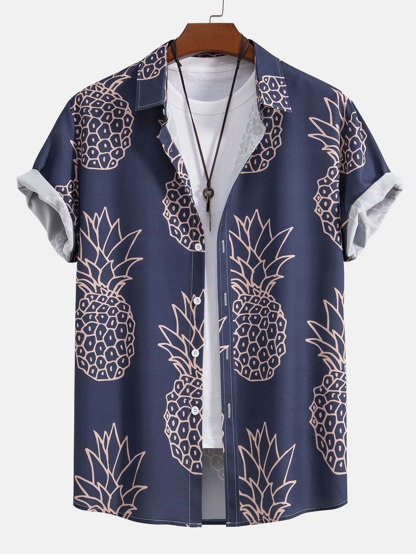 Pineapple Print Button Up Shirt & Shorts-Mitchell Shoes