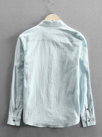 Long Sleeve Linen and Cotton Blend Button Up Shirt & Linen Cotton Blend Cropped Pants-Mitchell Shoes