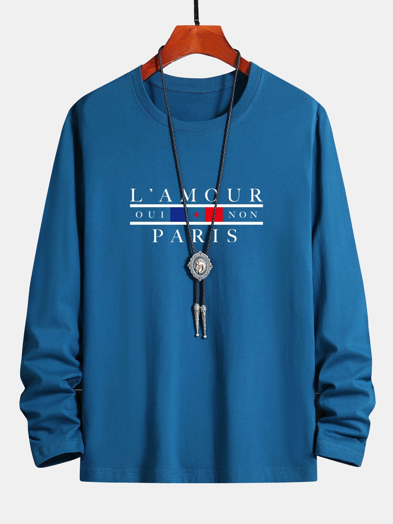 Long Sleeve Paris Slogan Print Cotton T-Shirt-Mitchell Shoes