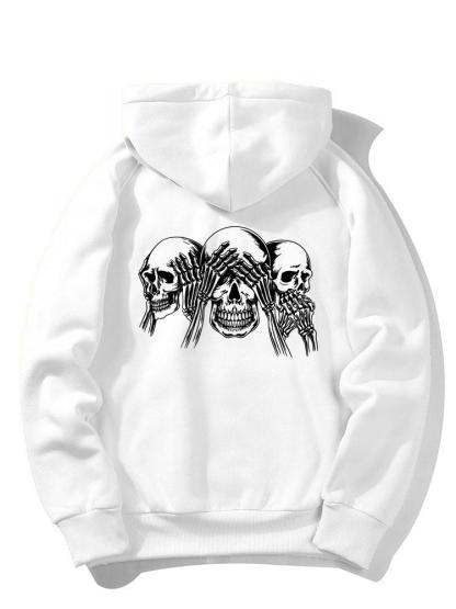 Three Wise Skulls Back Print Hoodie-Mitchell Shoes