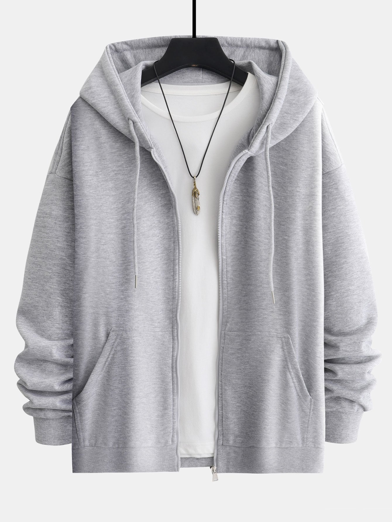 Basic Relax Fit Zip Hoodie-Mitchell Shoes
