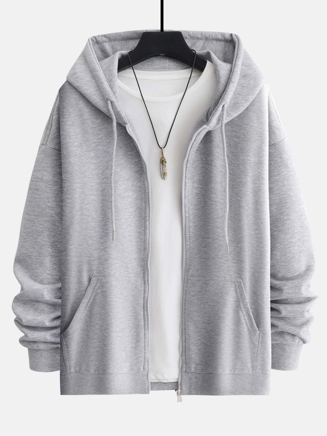 Basic Relax Fit Zip Hoodie-Mitchell Shoes