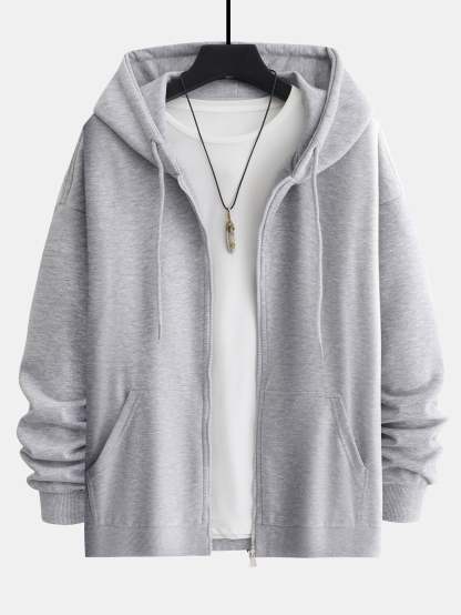 Basic Relax Fit Zip Hoodie-Mitchell Shoes
