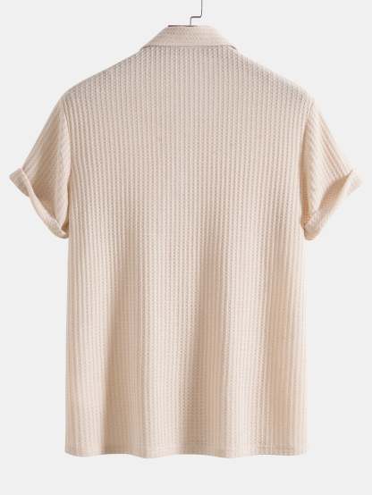 Knitted Waffle Polo Shirt & Waffle Drawstring Shorts-Mitchell Shoes