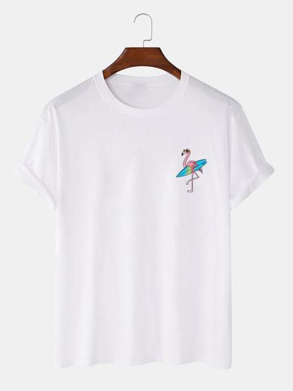 Surf Flamingo Print T-Shirt-Mitchell Shoes