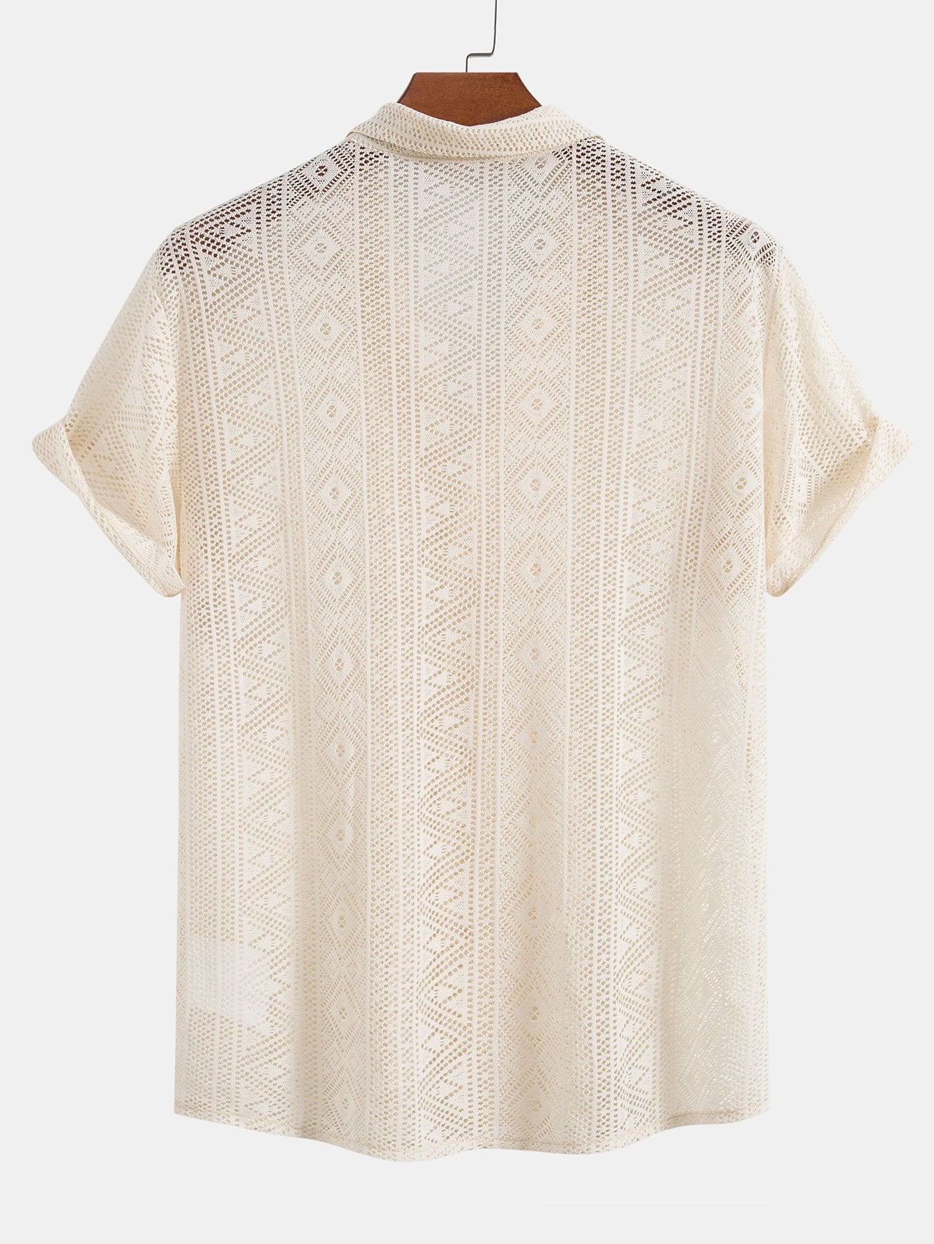 Short Sleeve Geometry Textured Cuban Shirt-Mitchell Shoes