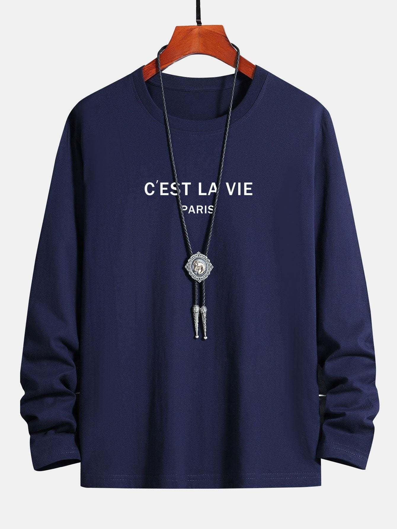Long Sleeve Paris Print Cotton T-Shirt-Mitchell Shoes