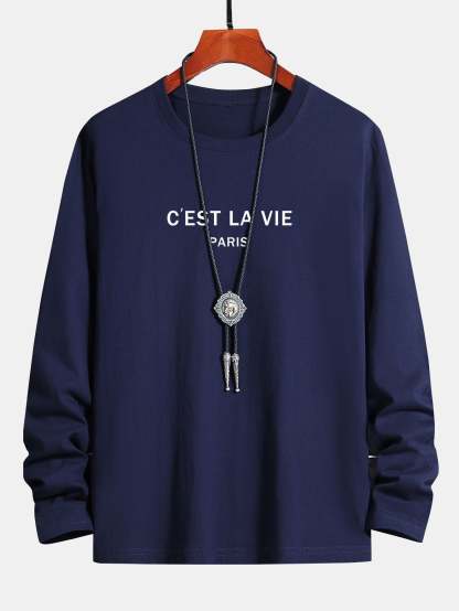 Long Sleeve Paris Print Cotton T-Shirt-Mitchell Shoes