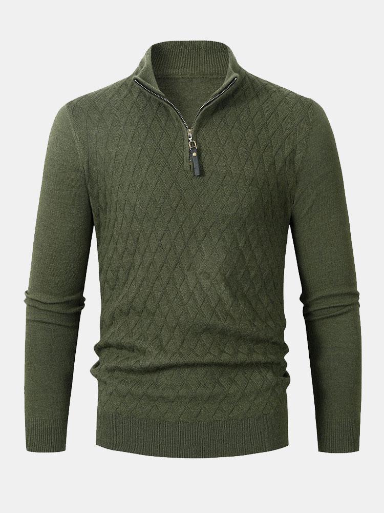 Diamond Mock Neck Quarter Zip Sweater-Mitchell Shoes