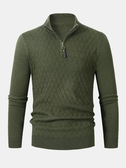 Diamond Mock Neck Quarter Zip Sweater-Mitchell Shoes