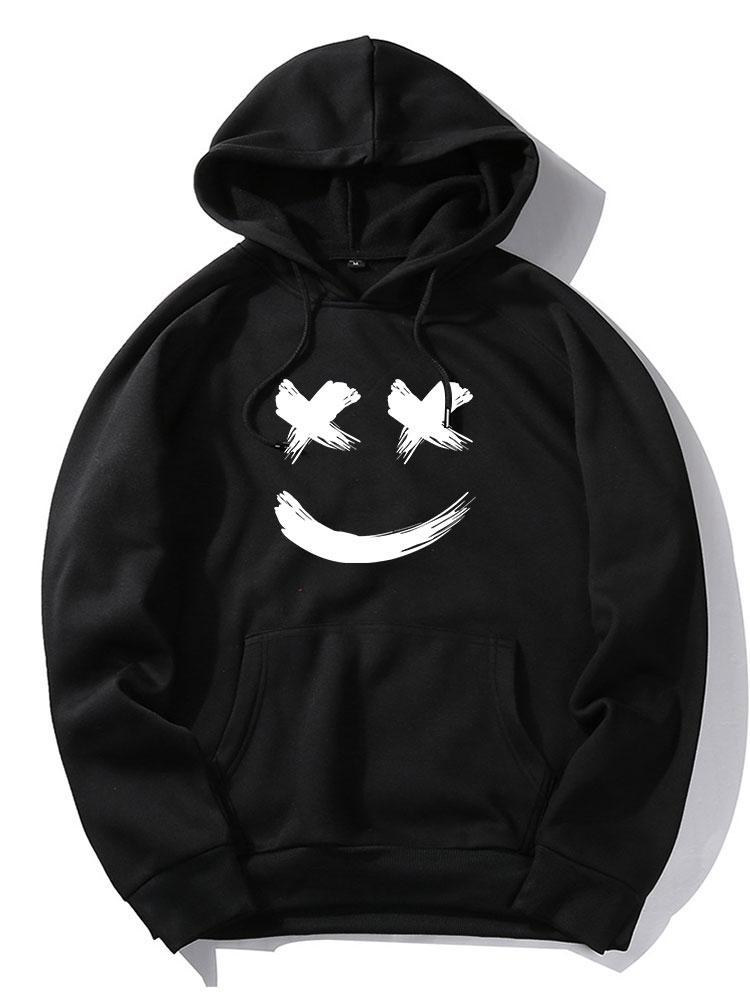 Brushstroke Smiley Print Hoodie-Mitchell Shoes