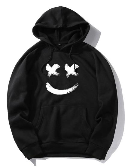 Brushstroke Smiley Print Hoodie-Mitchell Shoes
