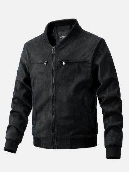 Suede Bomber Jacket With Quilted Liner-Mitchell Shoes