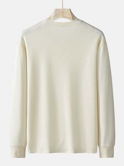 Long Sleeve Relax Fit Knit Ribbed T-Shirt-Mitchell Shoes