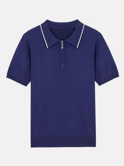 Solid Zip Sweater Polo-Mitchell Shoes