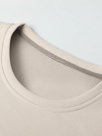 Letter Print Suede Crew Neck Sweatshirt-Mitchell Shoes