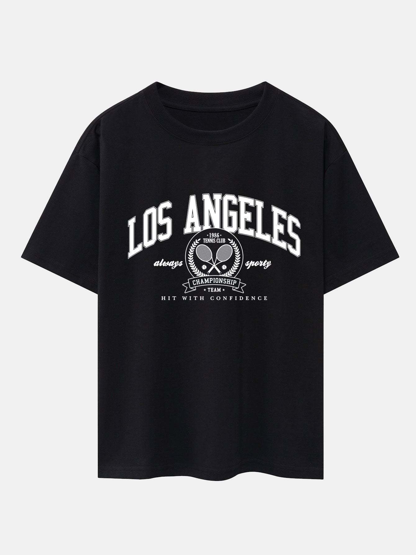 Los Angeles Tennis Print Drop Shoulder Oversize T-Shirt-Mitchell Shoes