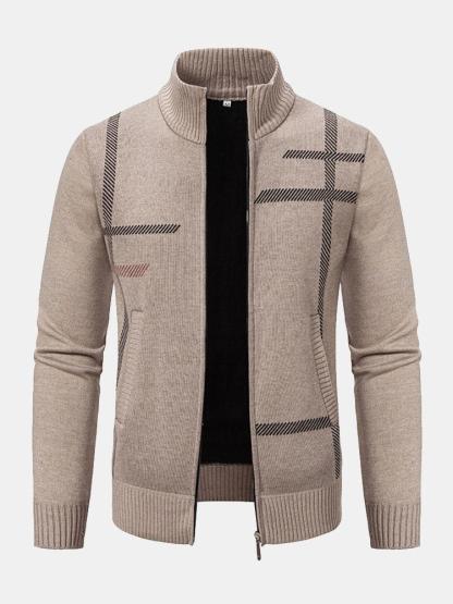 Striped Pattern Zip Sweater-Mitchell Shoes