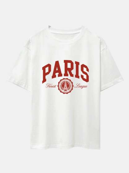 Paris Varsity Print Oversize T-Shirt-Mitchell Shoes
