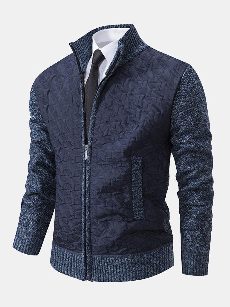 Quilted Jacquard Zip Up Sweater-Mitchell Shoes