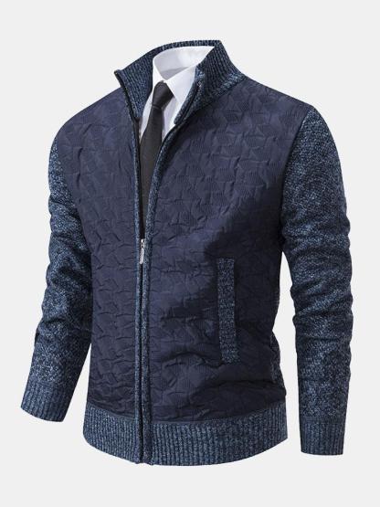 Quilted Jacquard Zip Up Sweater-Mitchell Shoes