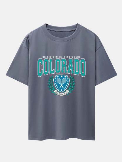 Colorado Tennis Print Heavy Weight Oversize T-Shirt-Mitchell Shoes