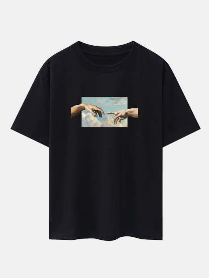 Create Adam Print Heavy Weight Oversize T-Shirt & Corduroy Shorts-Mitchell Shoes