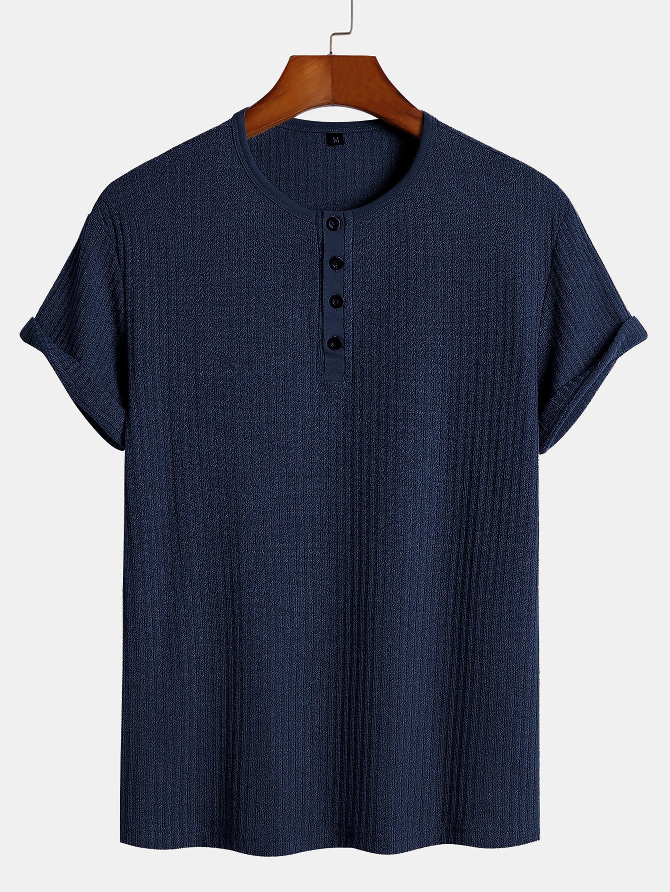 Muscle Fit Ribbed Henley Shirt-Mitchell Shoes