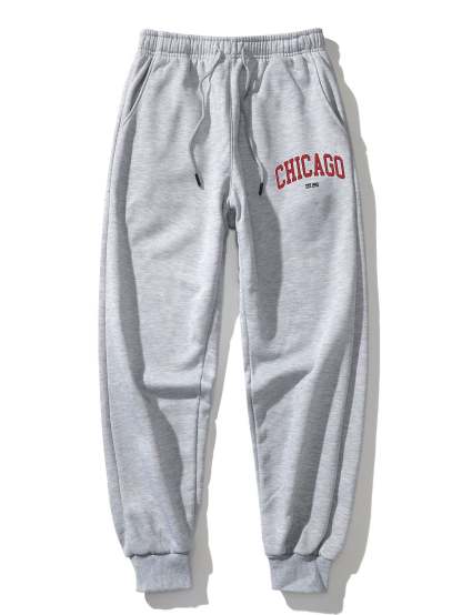 Chicago Letter Print Hoodie & Jogger Pants-Mitchell Shoes