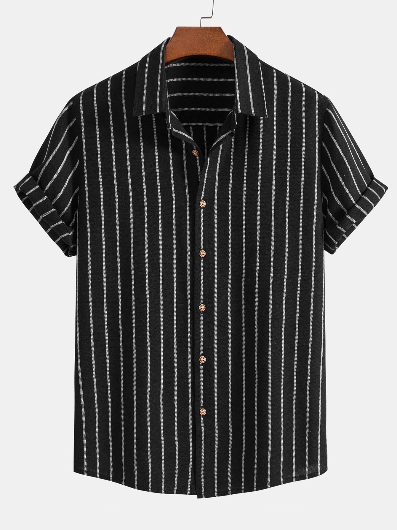 Cotton Blend Striped Button Up Shirt & Straight Leg Linen Pants-Mitchell Shoes