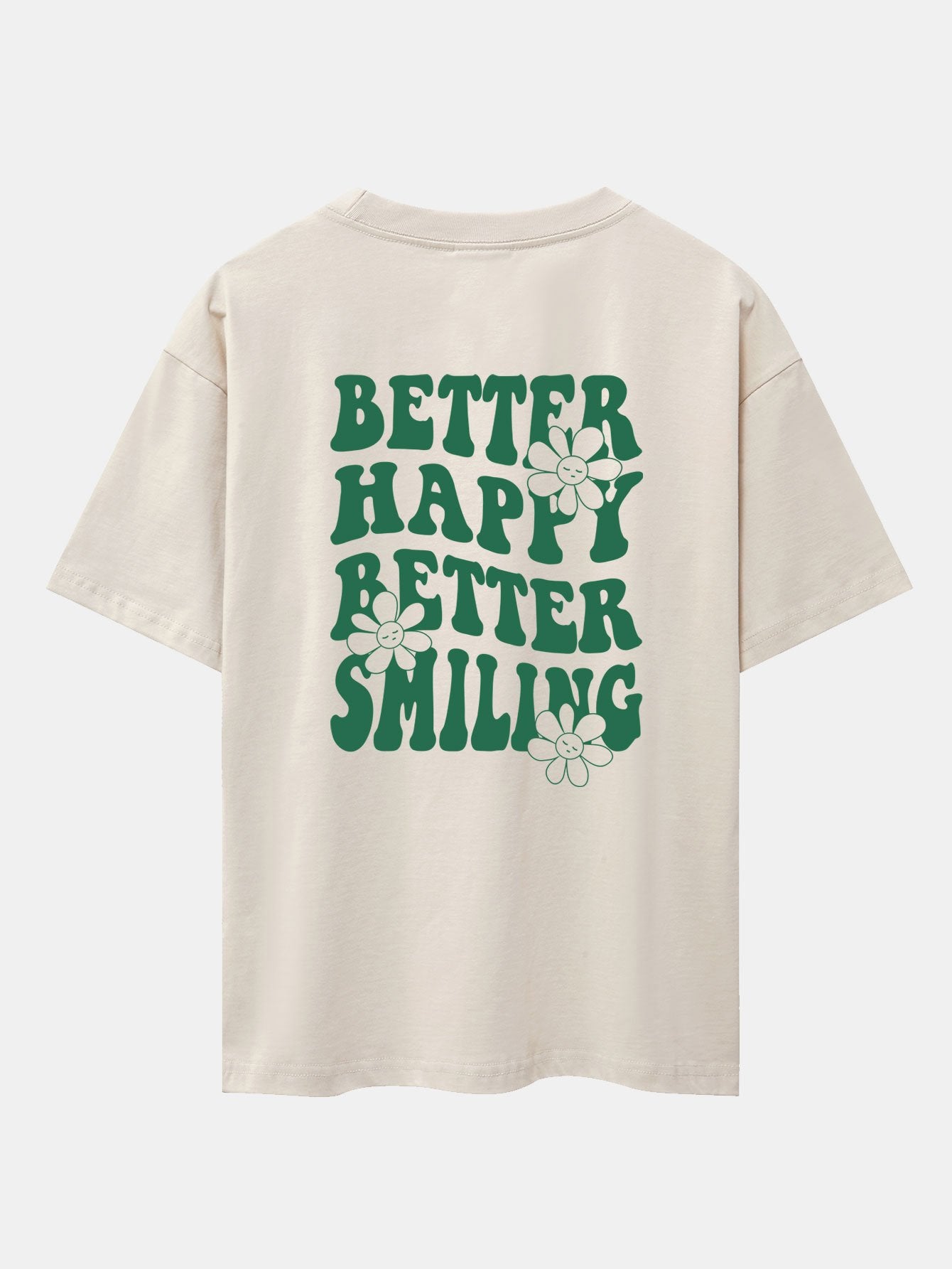 Slogan Floral Back Print Oversize T-Shirt-Mitchell Shoes