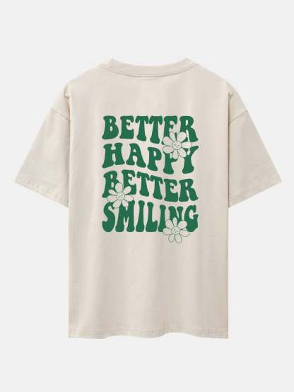 Slogan Floral Back Print Oversize T-Shirt-Mitchell Shoes