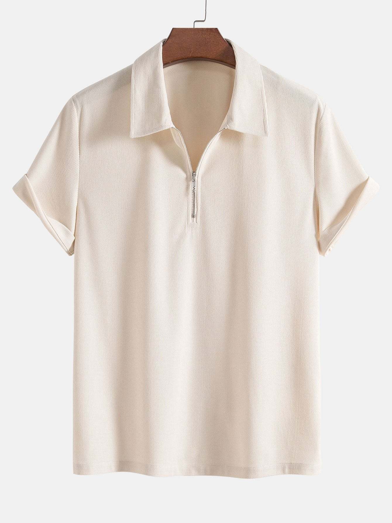 Stretch Corduroy Zip Polo Shirt-Mitchell Shoes